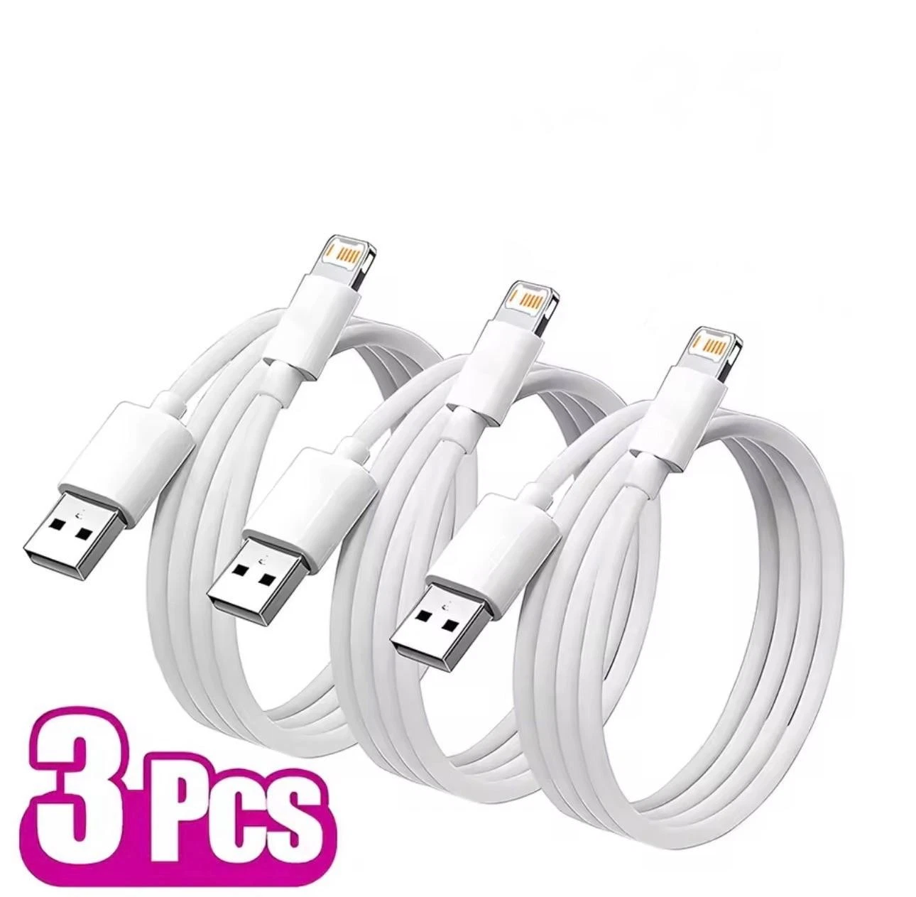 3 x iPhone Charger Fast For Apple Cable USB Lead 8 X XS XR SE 11 12 13 14 ProMax
